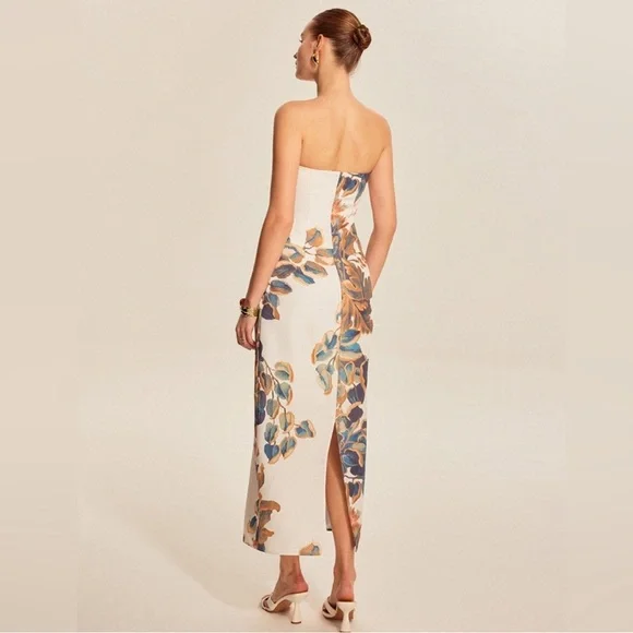NWT🤎Gorgeous Floral Strapless Dress - Picture 9 of 13